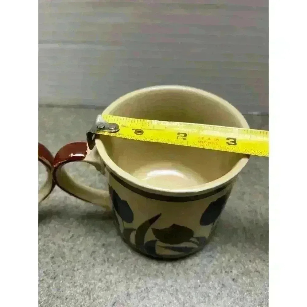 Otagiri vintage coffee mugs floral/leaf pattern blue/brown - Picture 3 of 12